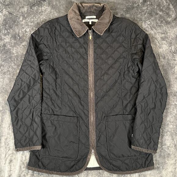 Tommy Hilfiger Quilted Barn Jacket Women’s Medium Black Corduroy Collar - Picture 1 of 10